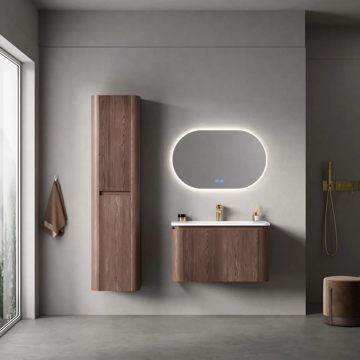 Lumi Modern Wall Mounted Bathroom Vanity Cabinet with Single Basin