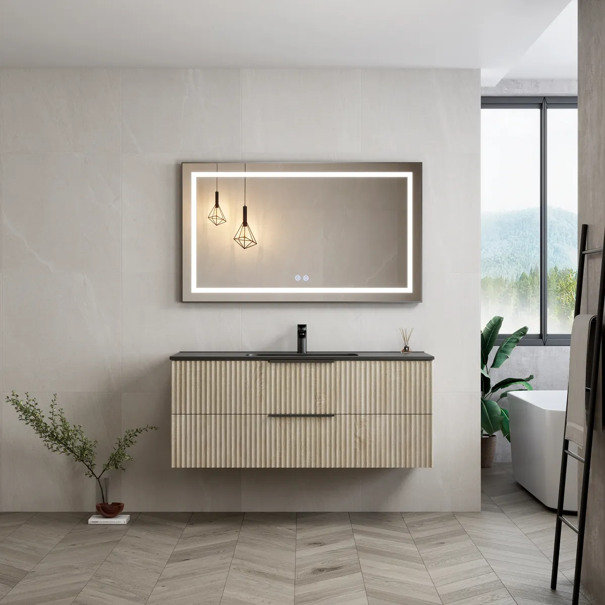 Linea Wall-Mounted Bathroom Vanity Cabinet with Single Basin
