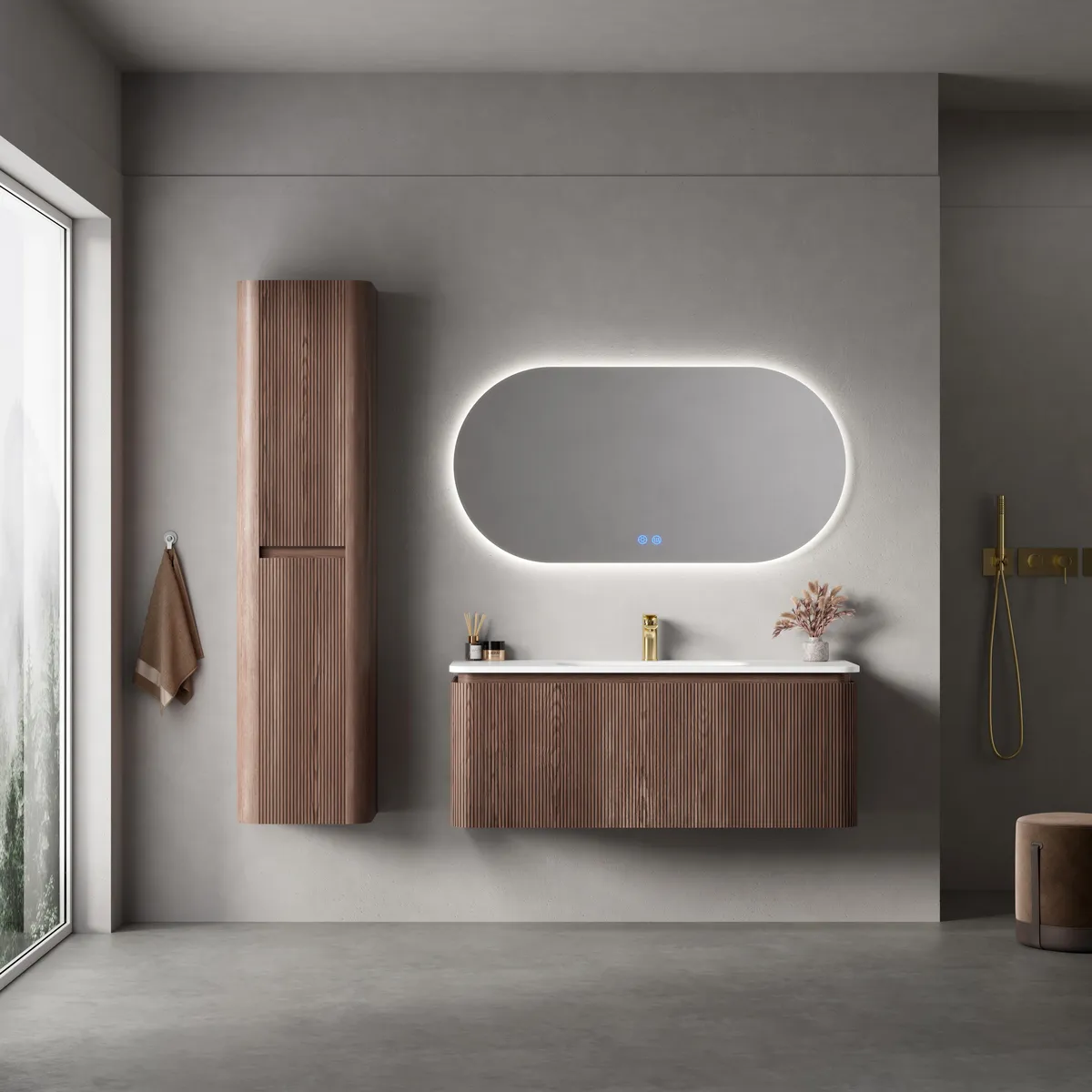 Lumi Modern Wall Mounted Bathroom Vanity Cabinet with Single Basin