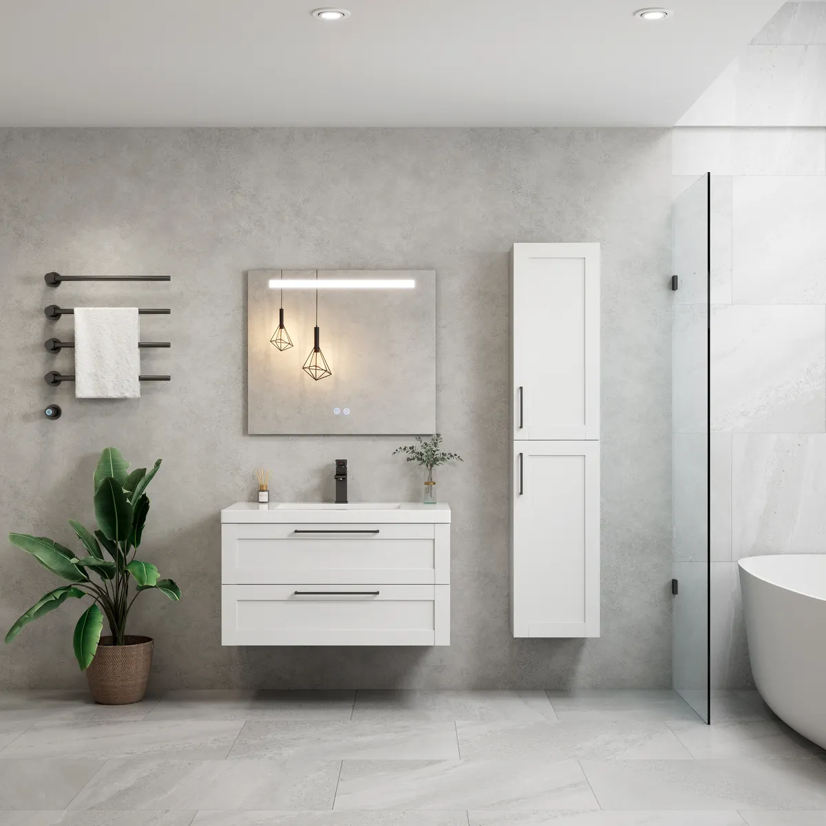Luna Modern Wall Mounted Bathroom Vanity Cabinet with Single Basin