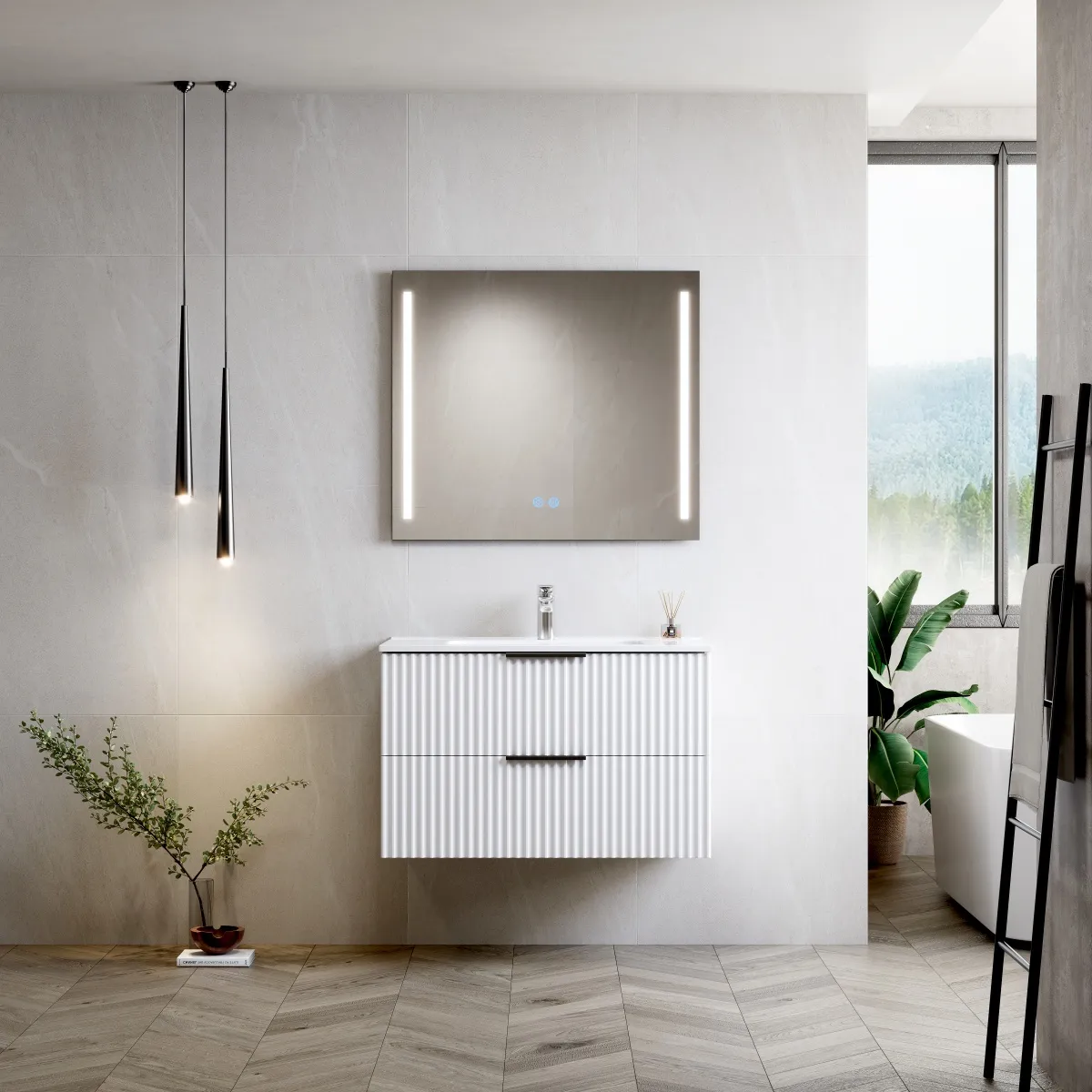 Linea Wall-Mounted Bathroom Vanity Cabinet with Single Basin