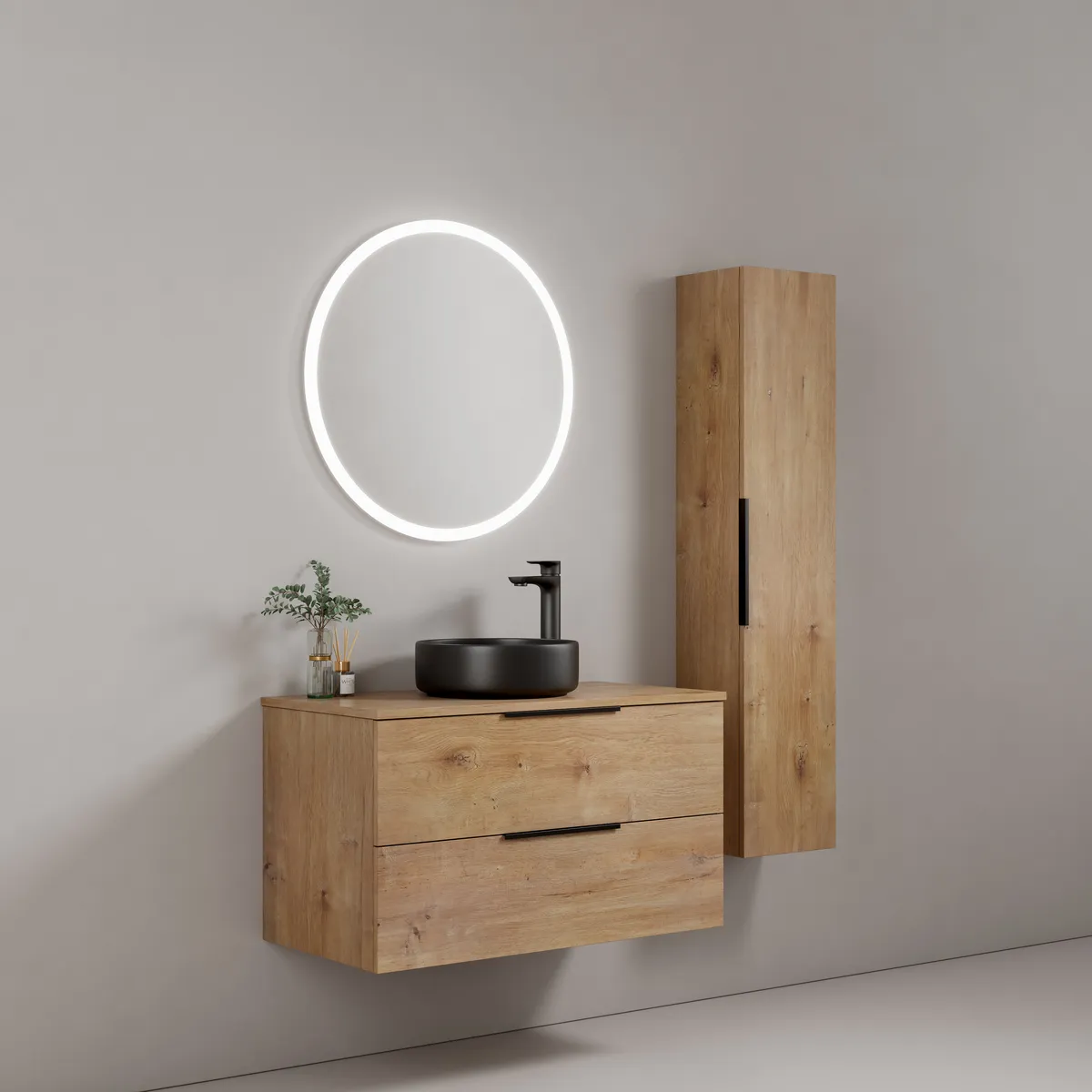 Roma Modern Wall Mounted Bathroom Vanity Cabinet with Single Vessel Basin - gallery view 1